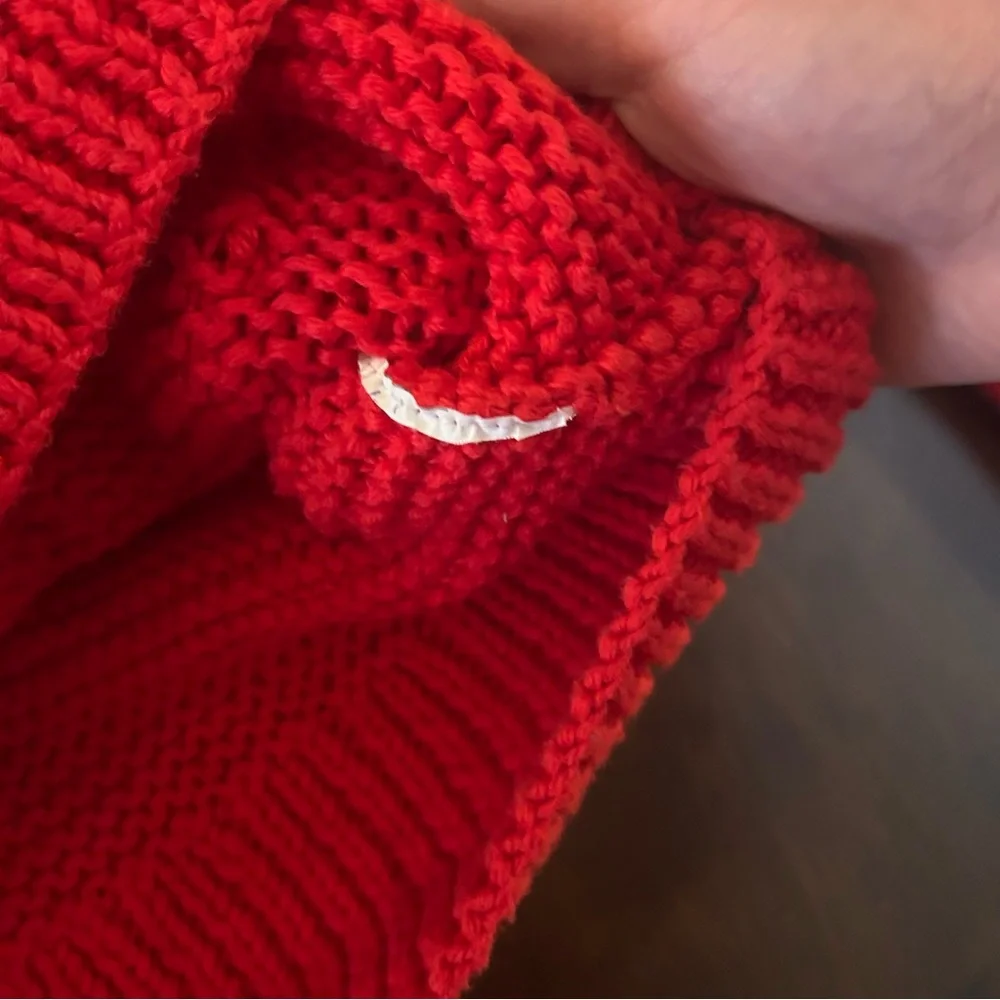 J. Crew Handknit Red Double Breasted Cardigan Chunky Sweater Women’s Size S